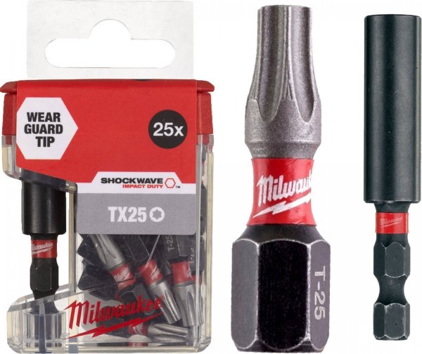 25x Bity udarowe torx T25 TX25 + uchwyt 60mm