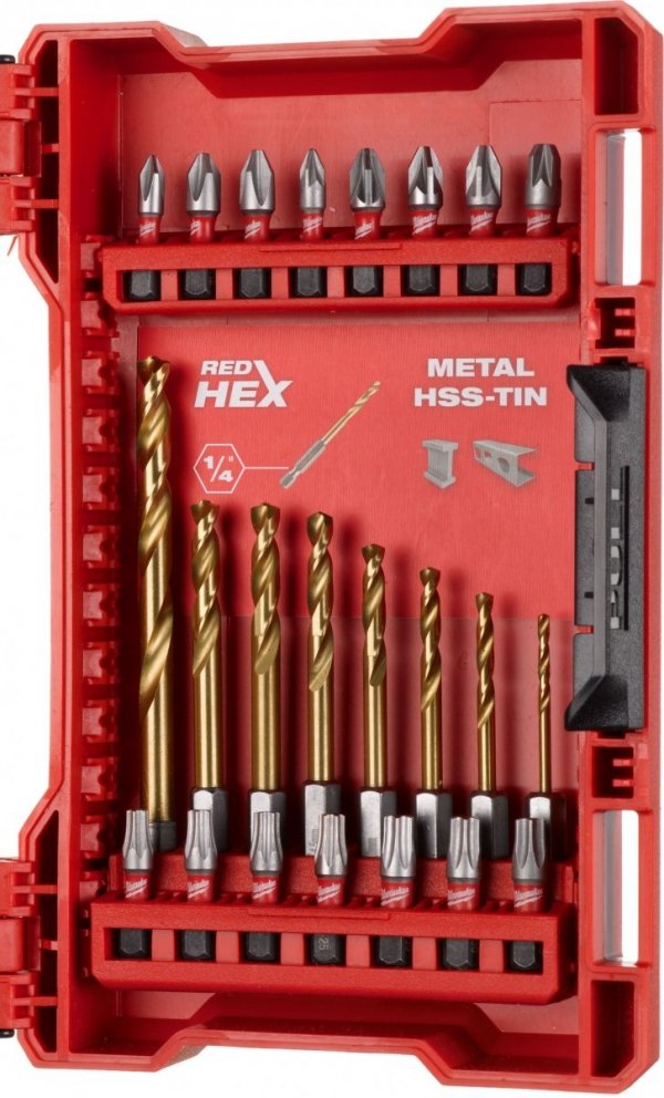 Zestaw wierteł bitów uniwersalne Red HEX 39el metal