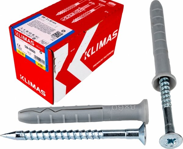 100x Kołki szybkiego montażu kołek 8x60 KLIMAS SM8x60 wbijane