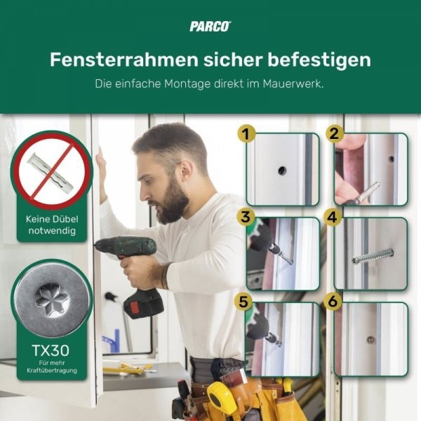 Wkręt soczewkowy 7,5x252 TX30 okien drzwi 100szt