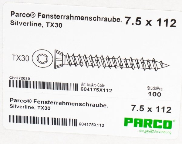 Wkręty 7,5x112 TX30 stożek ościeżnicowe okien 100szt