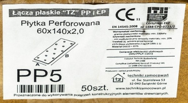 50x Łącznik ciesielski 140x60 2mm płaskownik PP5