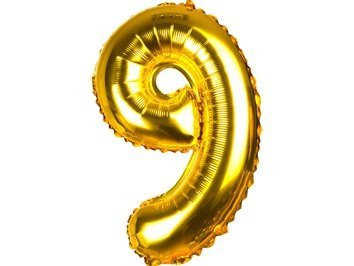 Balony Foliowe Cyferka &quot;9&quot; Złota 40cm - [ Komplet - 20 sztu]