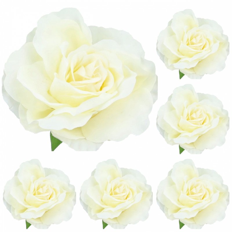 Główki Róże 11cm 6szt Ecru KR1844A [4opak]