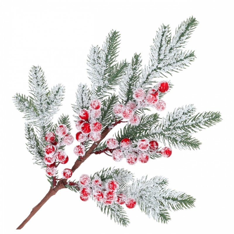 Gałązka Świerk/Kulki Czerwone 68cm KR1809 [5szt]