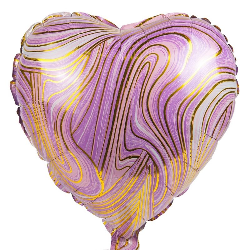 Balon Foliowy Marmurkowy Serce Wrzos [Komplet 100szt]