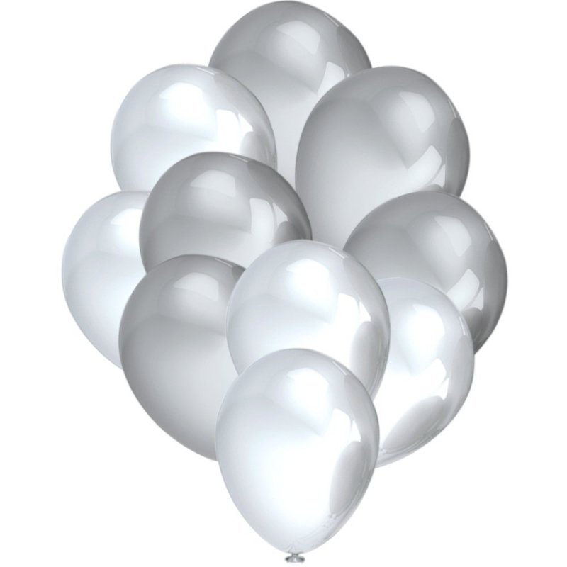 Balony Metalik Perłowe/Srebro [Komplet - 5 opakowań]