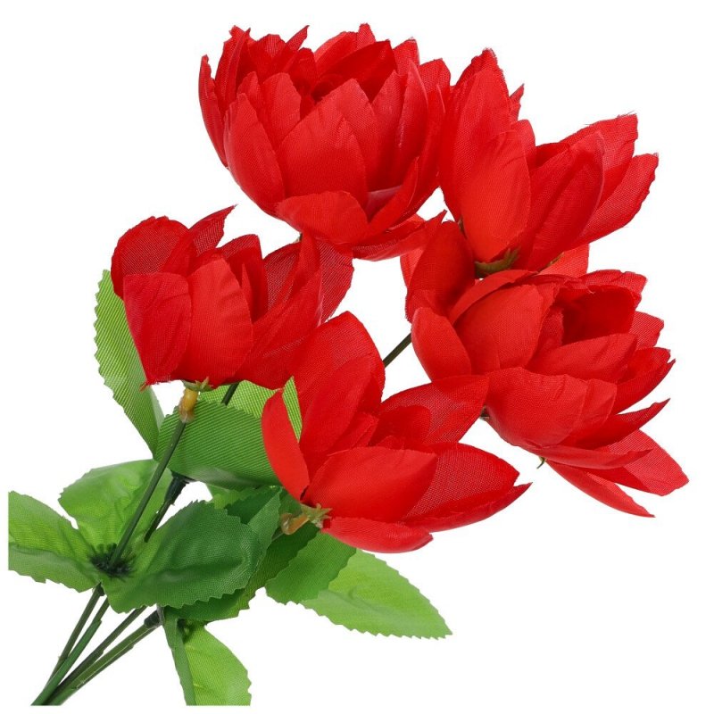 Bukiet Dekoracyjny Czerwone Kwiaty [ Komplet 10 sztuk ]