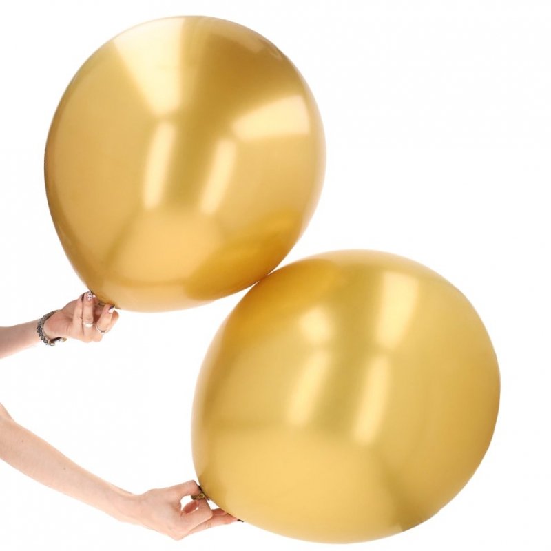 Balon Lateksowy 2szt Złoto Chromowany [ 10 opakowań ]