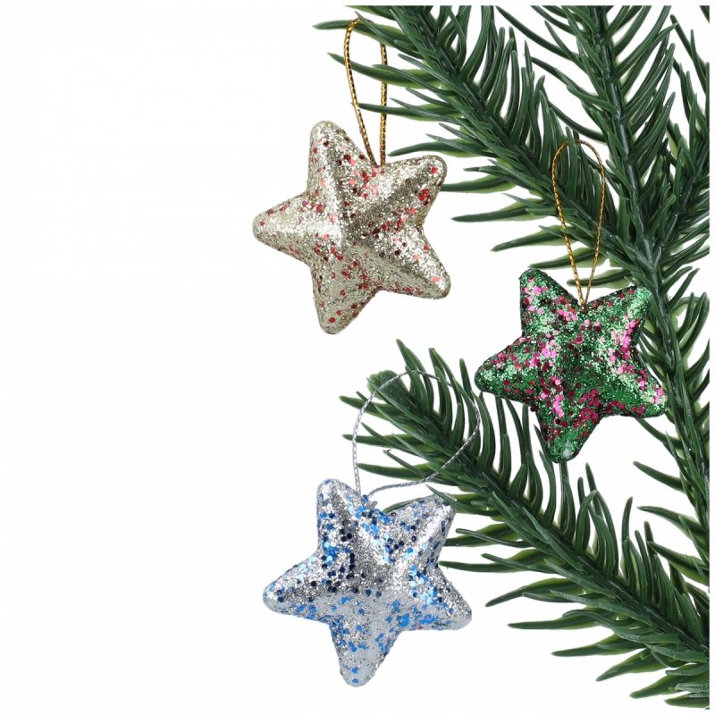 Gwiazdki Brokatowe MIX 4cm 9szt KR1480 [100opak]