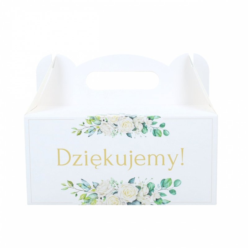 Pudełko Na Ciasto Dziękujemy Kwiaty Zieleń [5op]