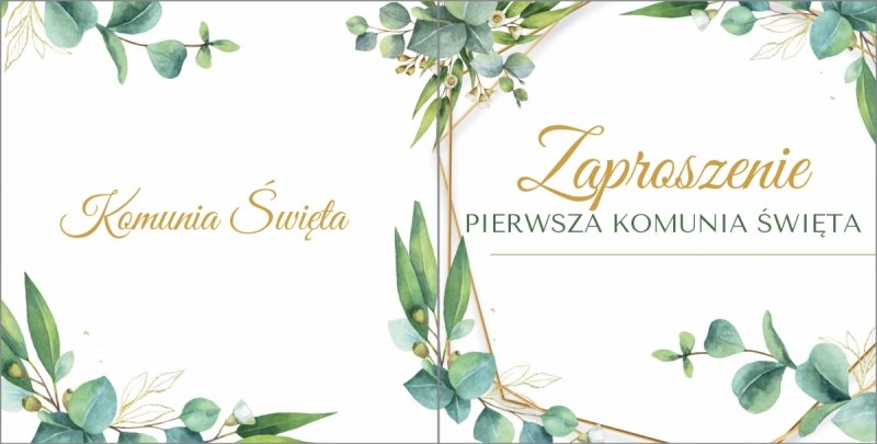 Zaproszenie Komunia Święta Eukaliptus [10 kompletów]