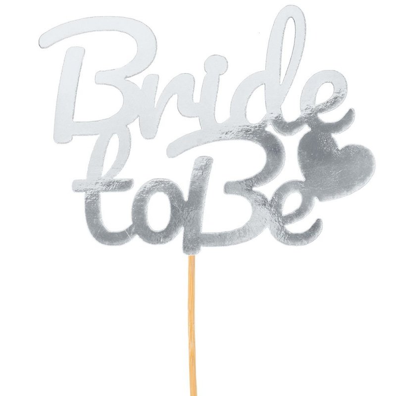 Topper Bride To Be Napis Z Sercem Srebro [ 10szt ]