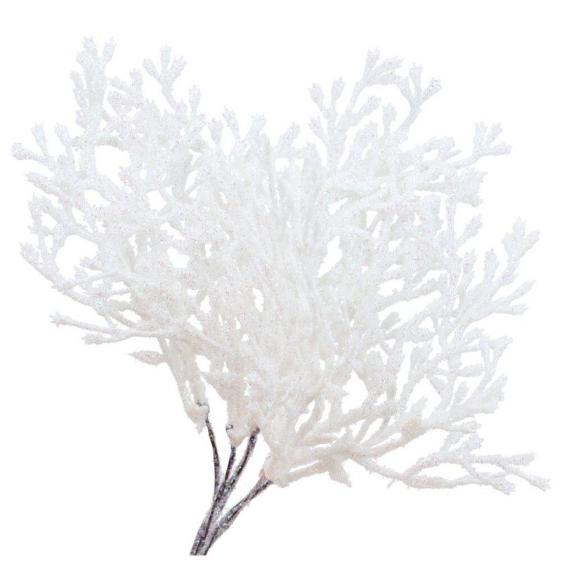 Gałązka Brokatowa Biała 18cm [70sztuk]