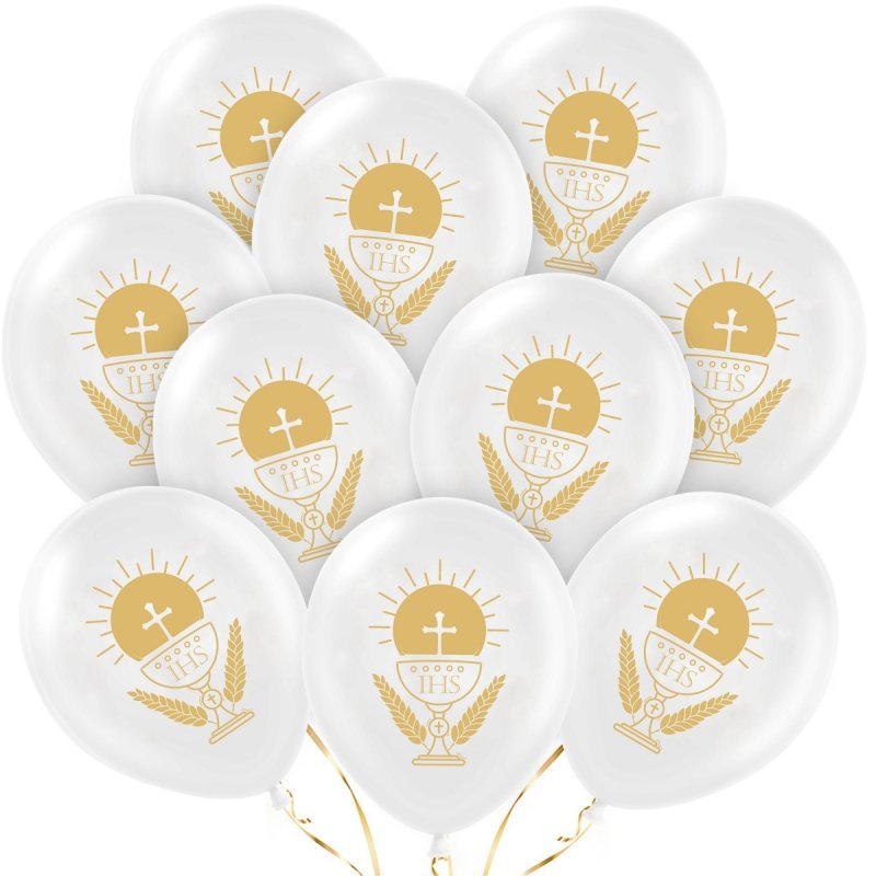Balony Komunijne Kielich Hostia Złoto 10szt [50 kompletów]