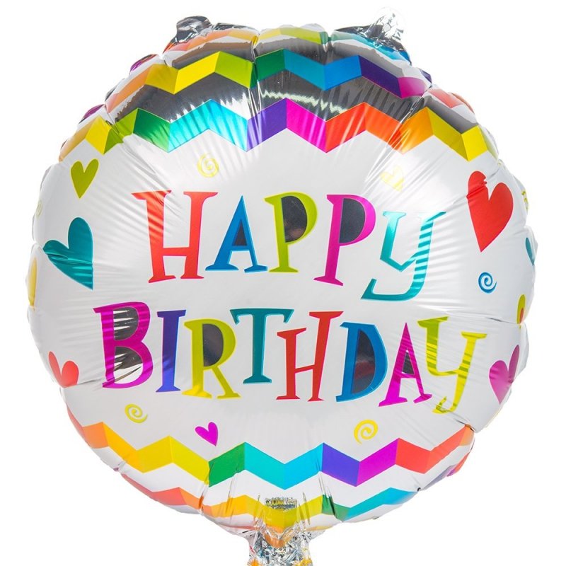 Balon Foliowy Happy Birthday Tęczowy [ 100 Sztuk ]
