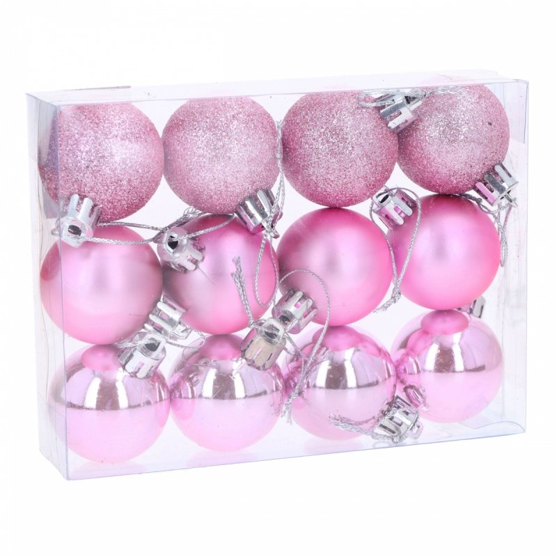 Bombki 12szt 6cm Róż KR1202B [25op]