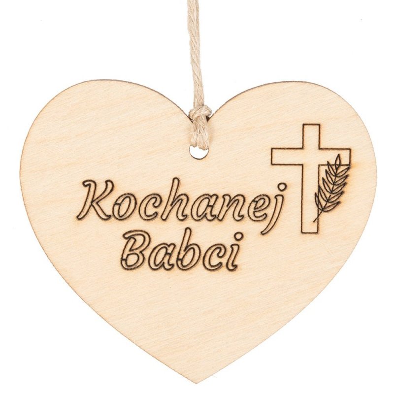 Zawieszka Serce Gałązka Krzyż Kochanej Babci [Komplet 100szt]