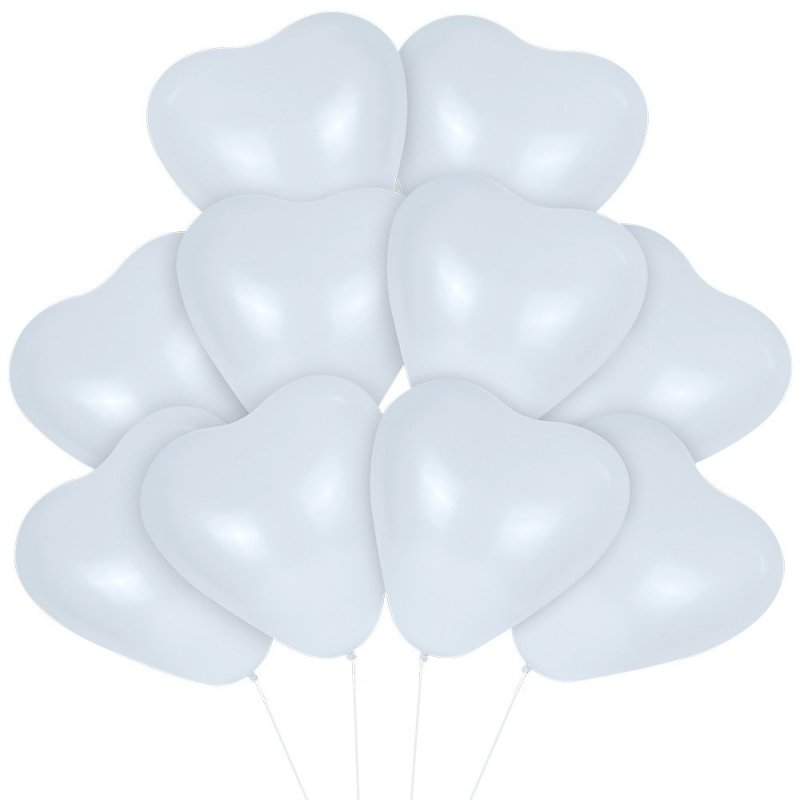 Balony Serca Białe Duże 30cm 100szt  [Zestaw - 10 paczek]