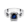 Pierścionek złoty 585 z brylantami 0,06ct szafirem 1,7ct W-358