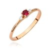 Pierścionek złoty 585 z brylantami 0,05ct rubinem 0,15ct BC-014