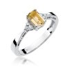 Pierścionek złoty 585 z brylantami 0,03ct cytrynem 0,60ct W-2