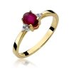 Pierścionek złoty 585 z brylantami 0,05ct rubinem 0,60ct W-301