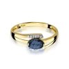 Pierścionek złoty 585 z brylantami 0,05ct szafirem 0,70ct W-119