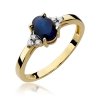 Pierścionek złoty 585 z brylantami 0,05ct szafirem 0,90ct W-308