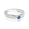Pierścionek złoty 585 z brylantami 0,09ct szafirem 0,15ct W-449