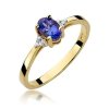 Pierścionek złoty 585 z brylantami 0,05ct szafirem 0,70ct W-301