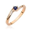 Pierścionek złoty 585 z brylantami 0,04ct szafirem 0,15ct BC-028