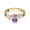 Pierścionek złoty 585 z brylantami 0,03ct ametystem 0,50ct W-94