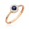 Pierścionek złoty 585 z brylantami 0,1ct szafirem 0,3ct BC-016