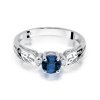 Pierścionek złoty 585 z brylantami 0,02ct szafirem 0,50ct W-14