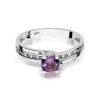 Pierścionek złoty 585 z brylantami 0,03ct ametystem 0,50ct W-106