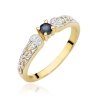 Pierścionek złoty 585 z brylantami 0,03ct szafirem 0,15ct W-411