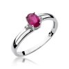 Pierścionek złoty 585 z brylantami 0,03ct rubinem 0,60ct W-68