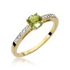 Pierścionek złoty 585 oliwin 0,60ct brylantami 0,05ct W-66
