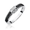 Pierścionek złoty 585 z czarnymi i białymi brylantami 0,19ct W-297