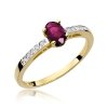 Pierścionek złoty 585 z rubinem 0,60ct brylantami 0,05ct zaręczynowy W-67