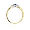 Pierścionek złoty 585 z brylantami 0,03ct szafirem 0,15ct W-428