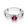 Pierścionek złoty 585 z brylantami 0,02ct rubinem 0,60ct W-14