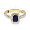 Pierścionek złoty 585 z brylantami 0,19ct szafirem 0,60ct W-403