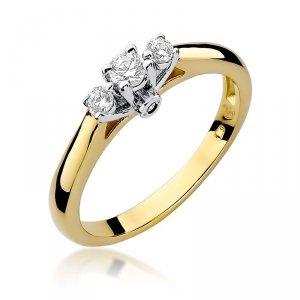 Pierścionek złoty 585 z brylantami 0,22ct W-69 zaręczynowy