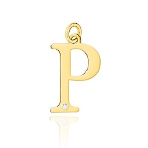 Zawieszka złota 585 literka litera P z brylantem 0,005ct 