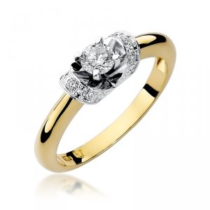 Pierścionek złoty 585 z brylantami 0,33ct W-43 zaręczynowy