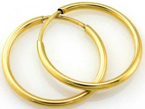 Kolczyki złote 585 koła kółka średnica 30mm rurki szarniry