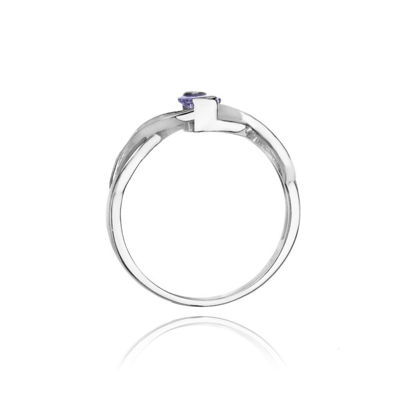 Pierścionek złoty 585 z brylantami 0,05ct tanzanitem 0,40ct W-28