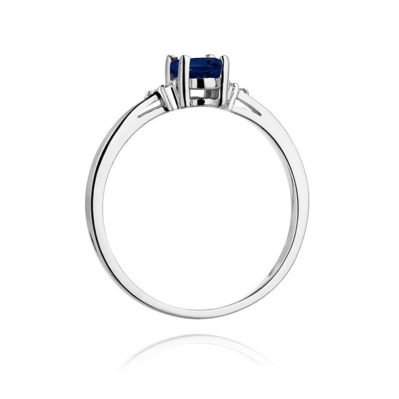 Pierścionek złoty 585 z brylantami 0,05ct szafirem 0,70ct W-301